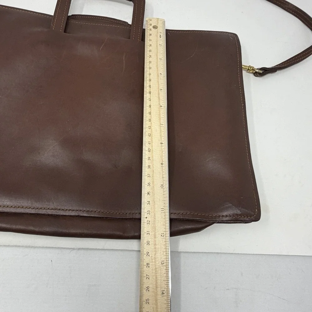 Vintage Leather Briefcase Brown Attache Portfolio Bag Shoulder Strap 60s 70s